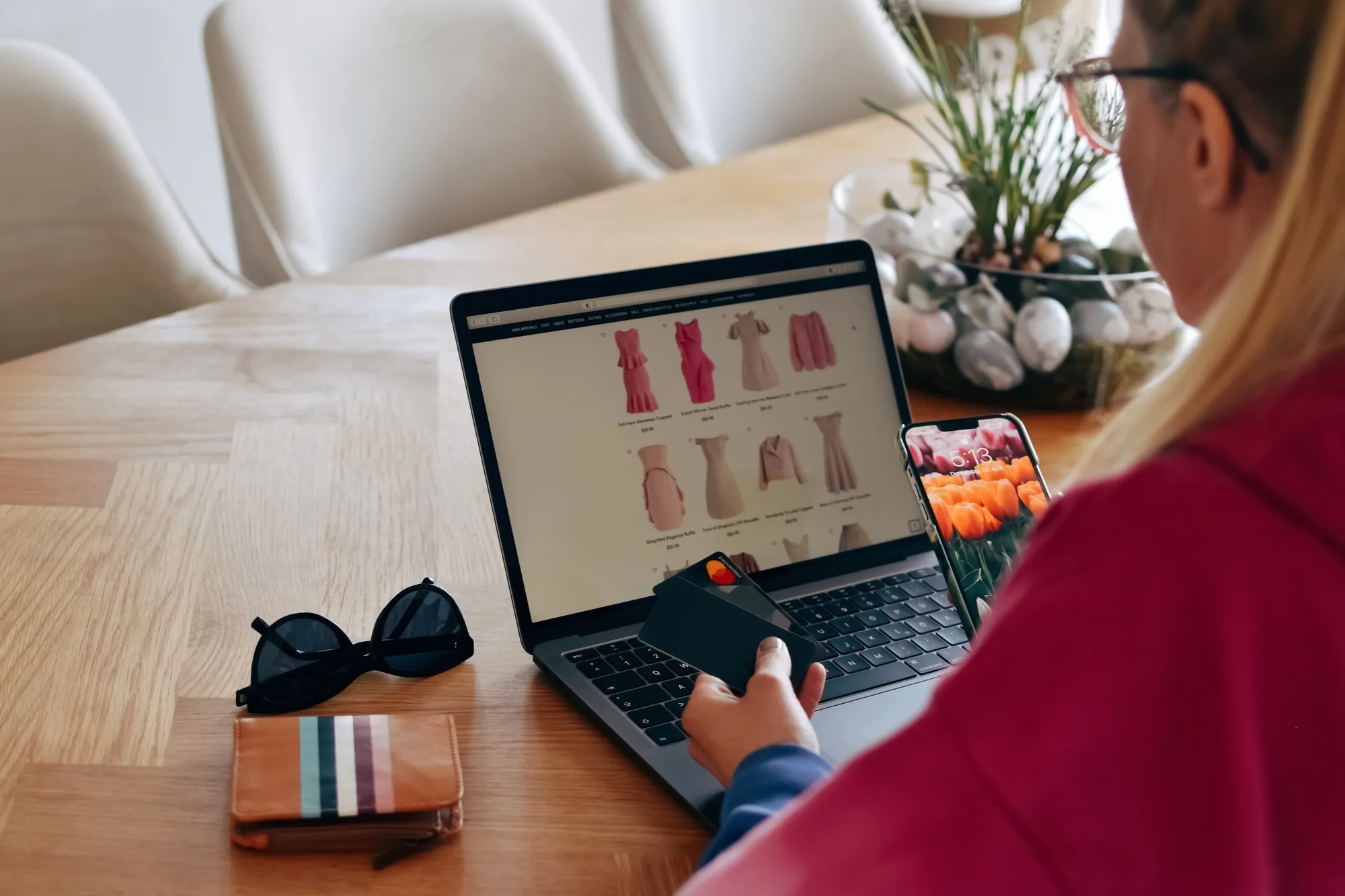 Shopper browsing an online store on a laptop